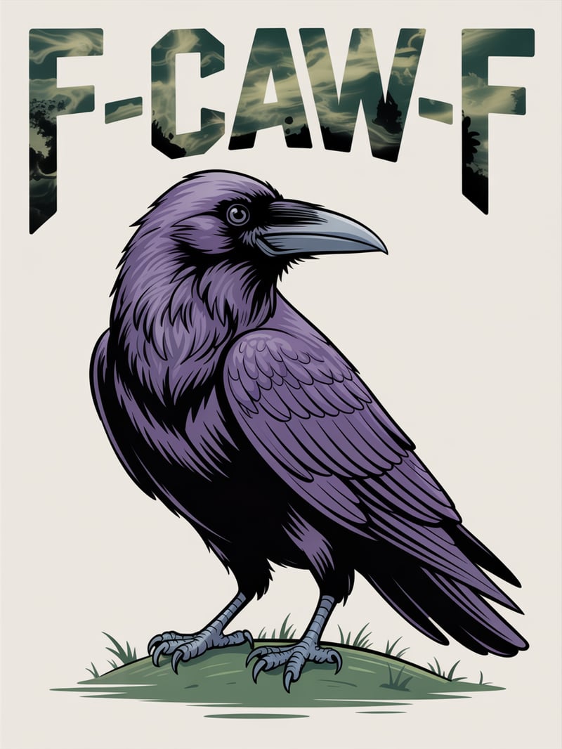 Raven with Text Design