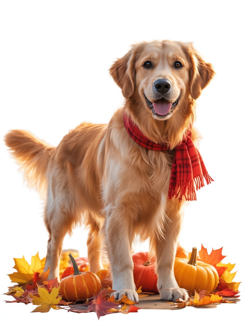 Friendly Golden Retriever in Autumn