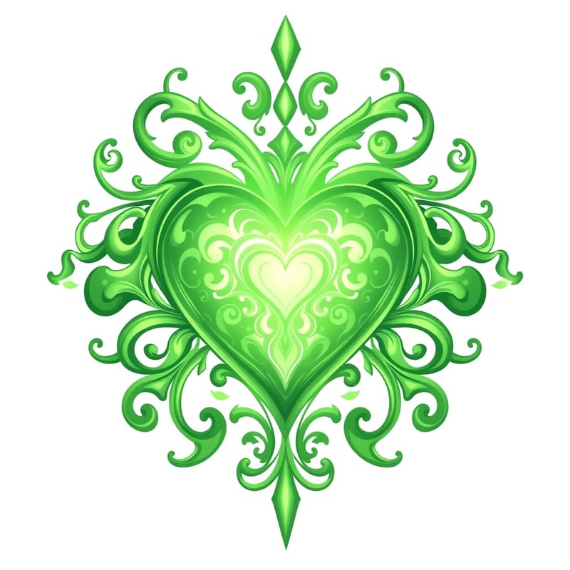 Bright Green Fantasy Heart Illustration