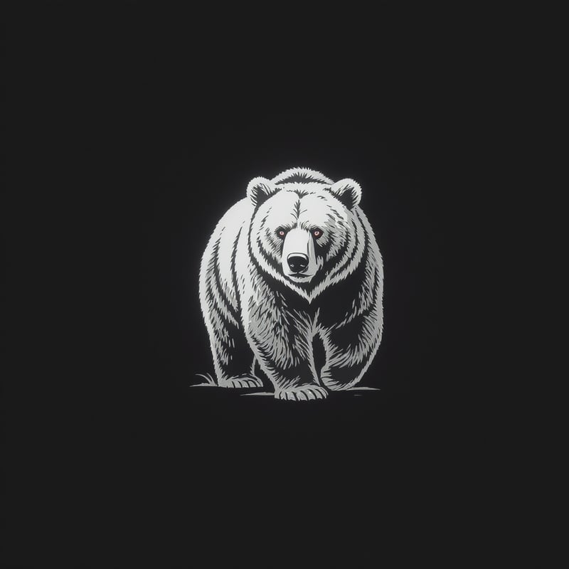 Minimalist White Bear Silhouette