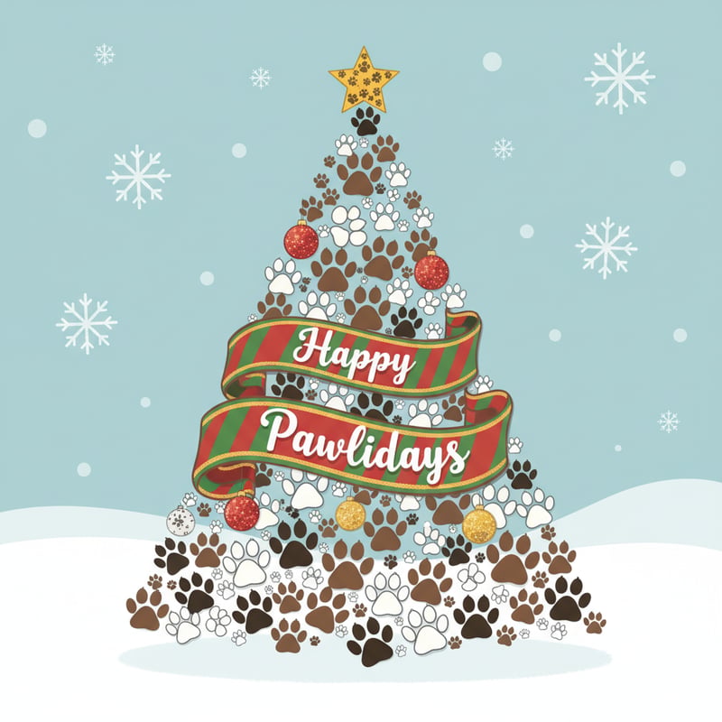 Paw Prints Christmas Tree Graphic