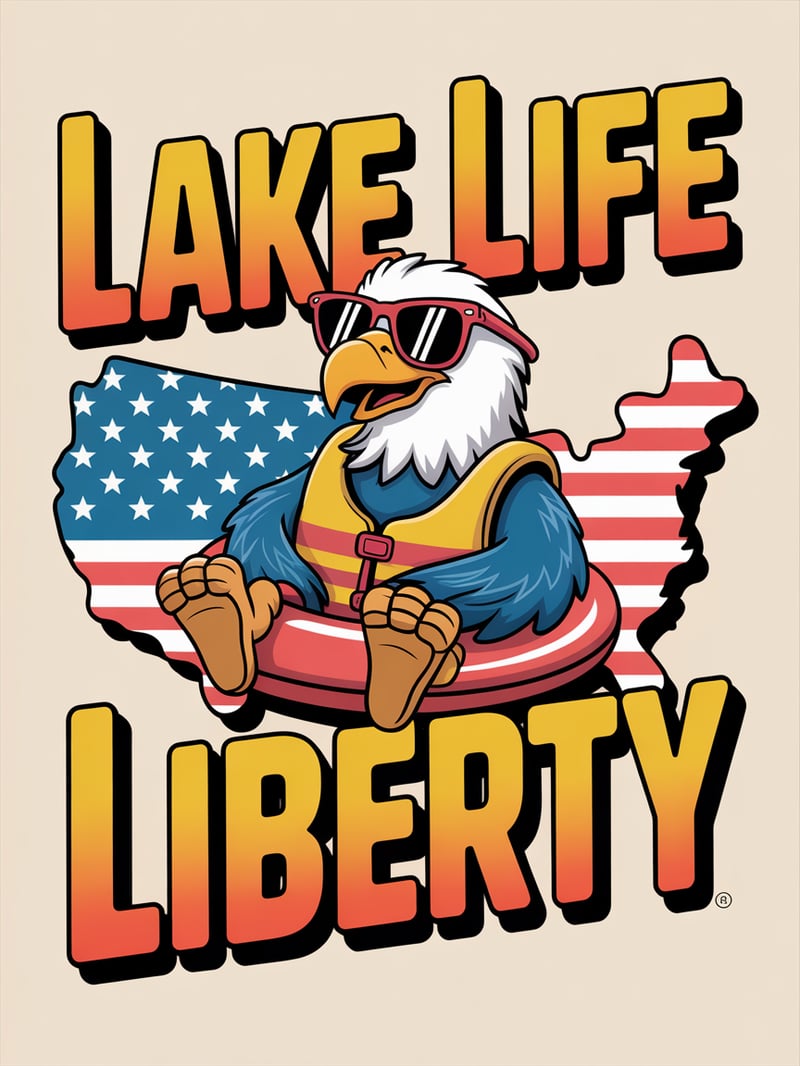 Cartoon Bald Eagle in USA Floatie