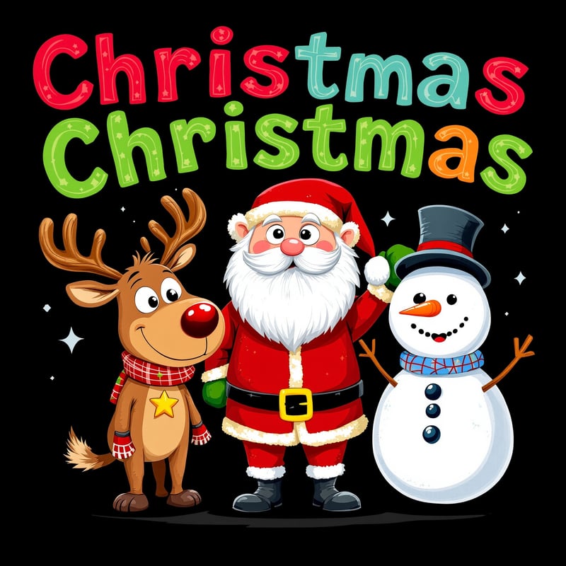 Vibrant Cartoon Christmas Characters