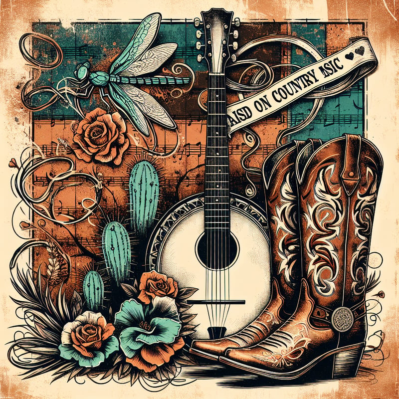 Rustic Country Music Illustration
