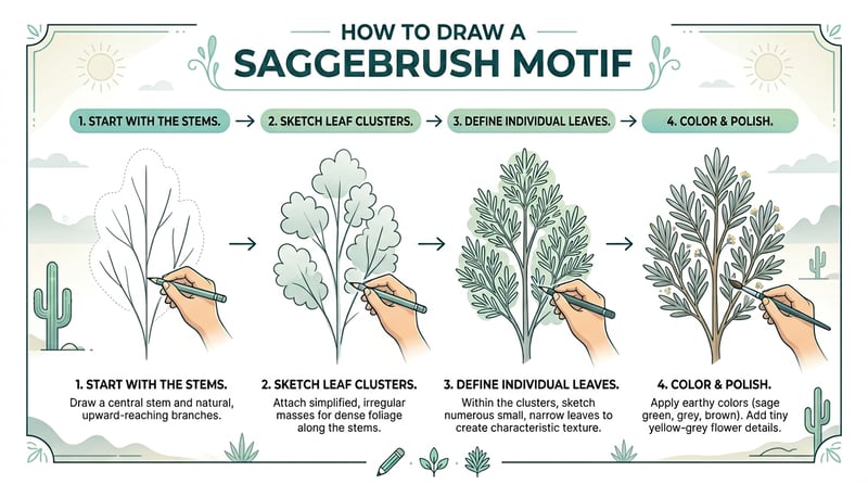 Simple Sagebrush Motif Drawing Tutorial