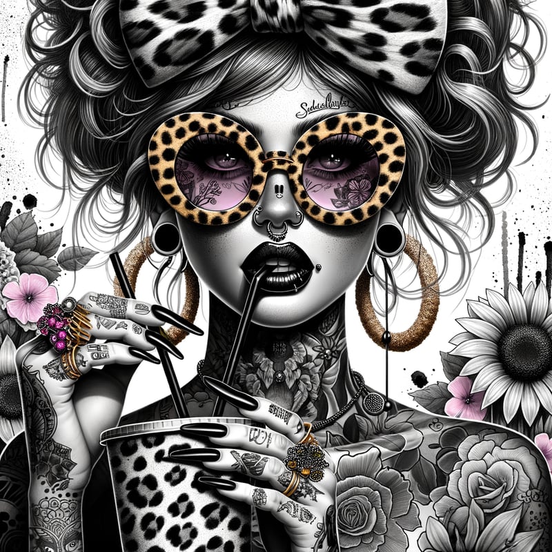Stylized Tattooed Woman Digital Art