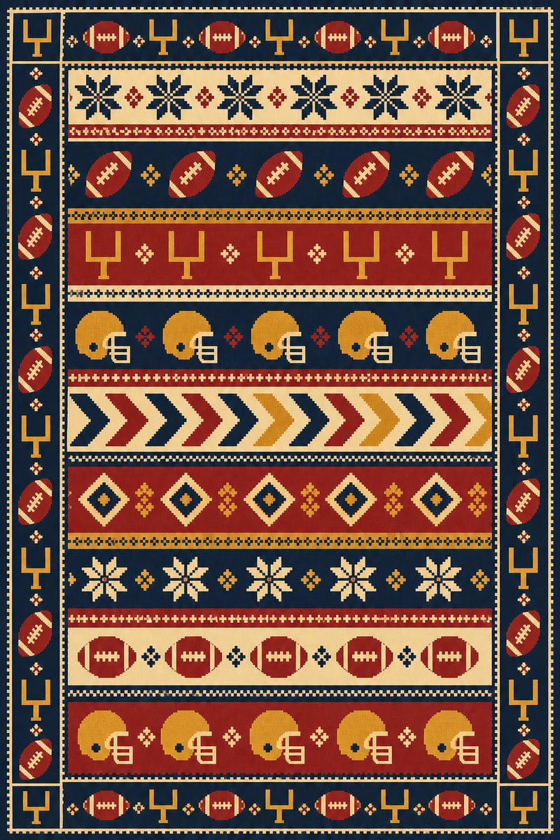 Football Motif Fair-Isle Striped Design
