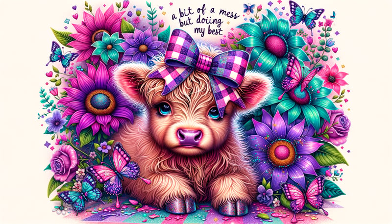 Whimsical Baby Highland Cow Illustration