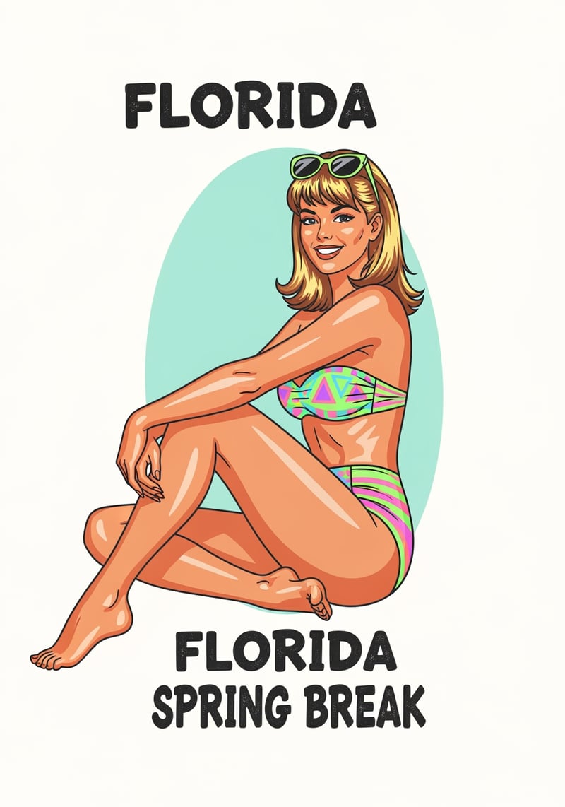 1990s Florida Pin-Up Shirt Graphic