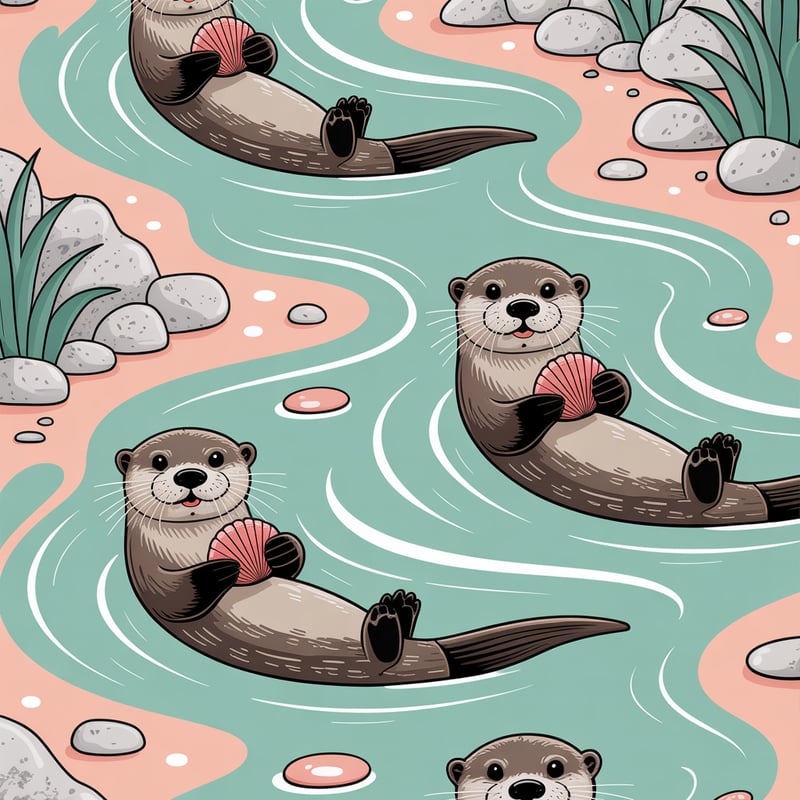 Spring-Run River with Playful Otters