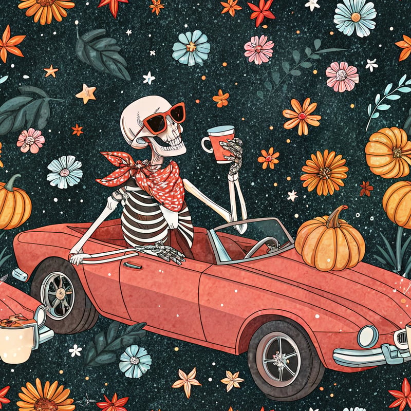 Halloween Skeleton in Convertible