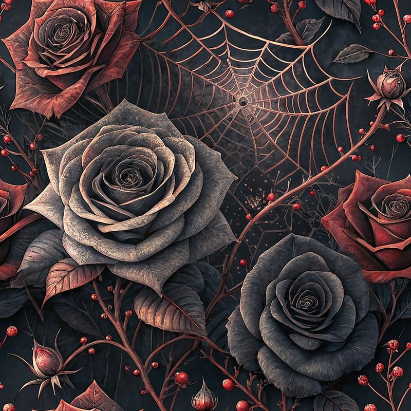 3D Halloween Bouquet with Obsidian Roses