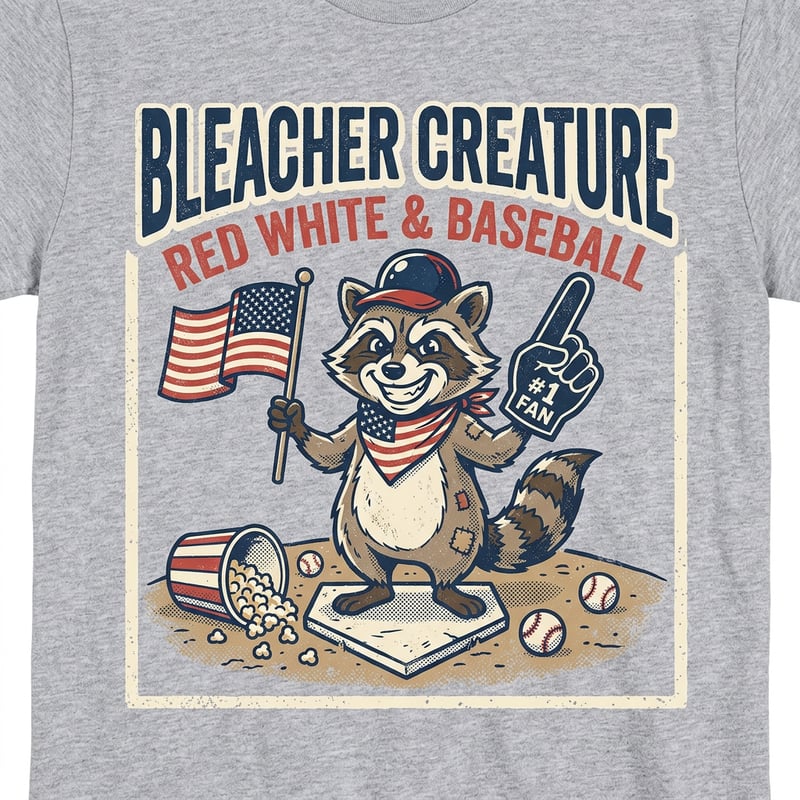 Patriotic Raccoon Baseball T-Shirt Design