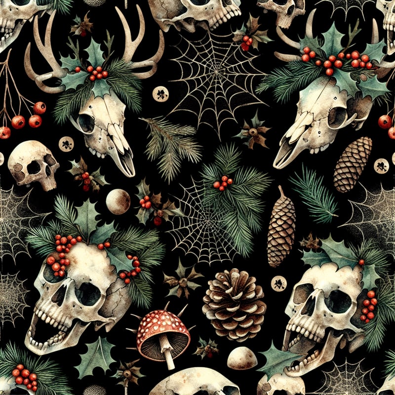 Witchy Yule Christmas Digital Paper