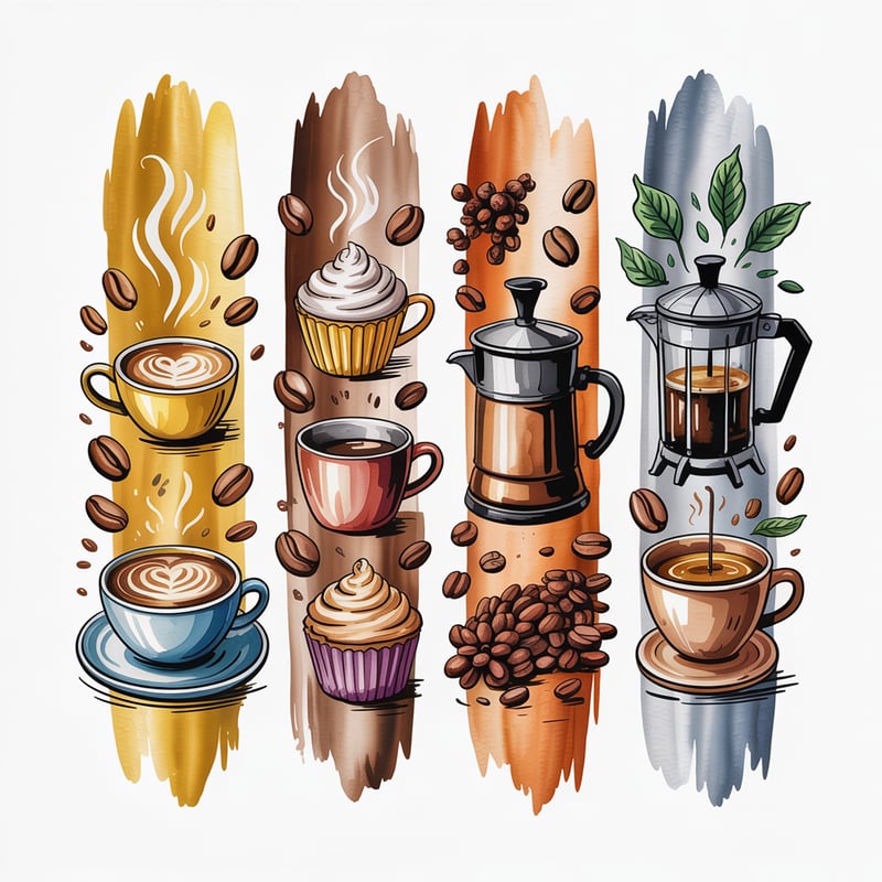 Watercolor Coffee Cups T-Shirt Design