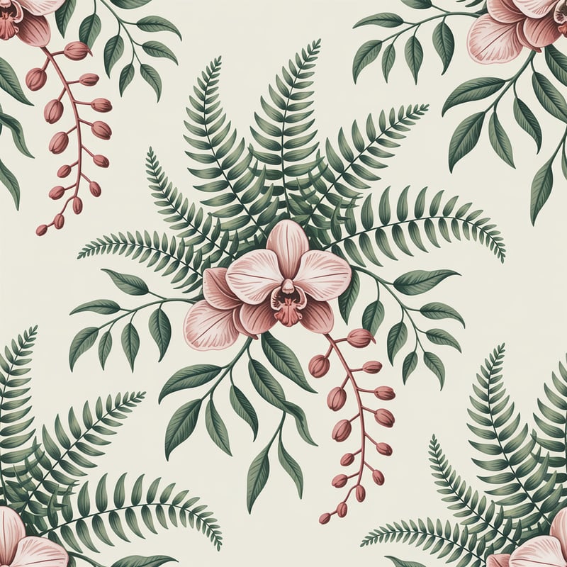 1950s Hand-Inked Florida Fern Pattern