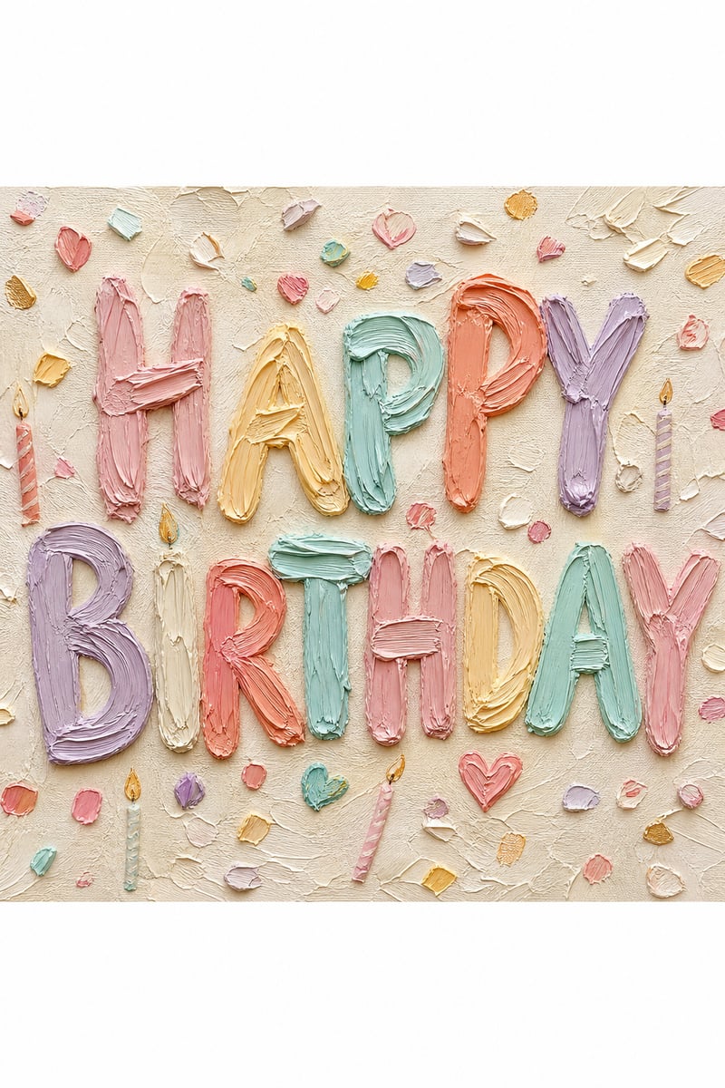 Luxury Impasto Happy Birthday Art