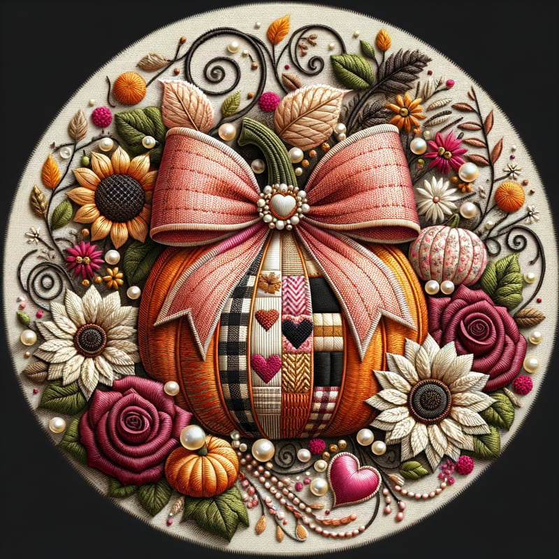 Embroidery Illusion Circular Pumpkin Design