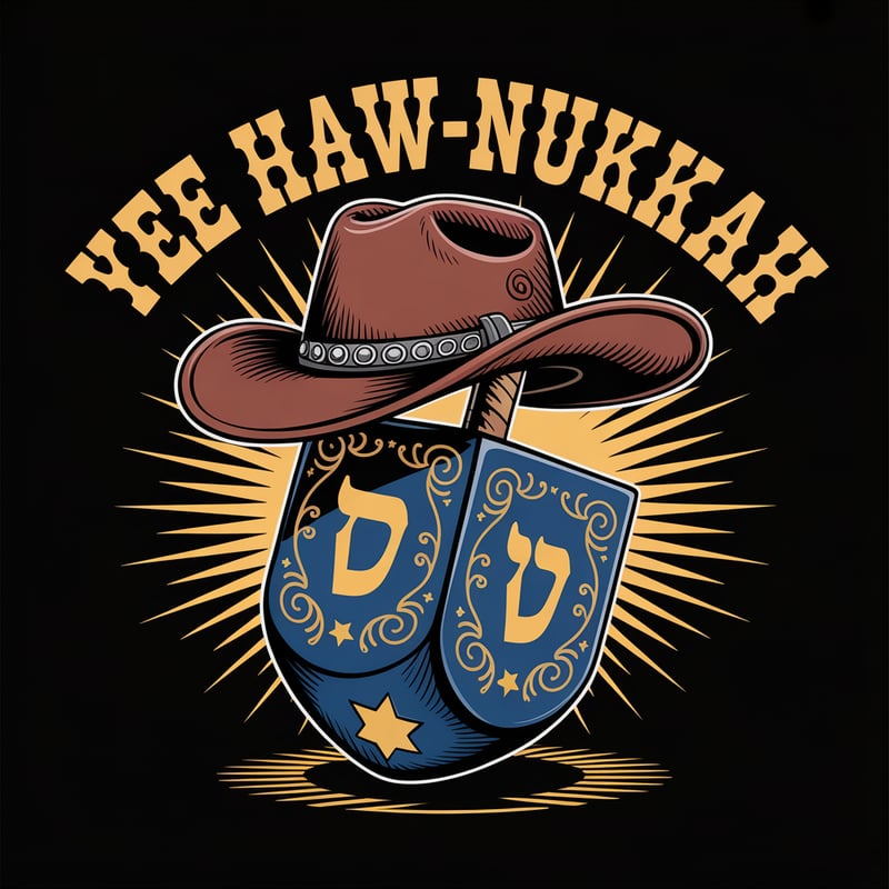 Western Hanukkah Dreidel T-shirt Art