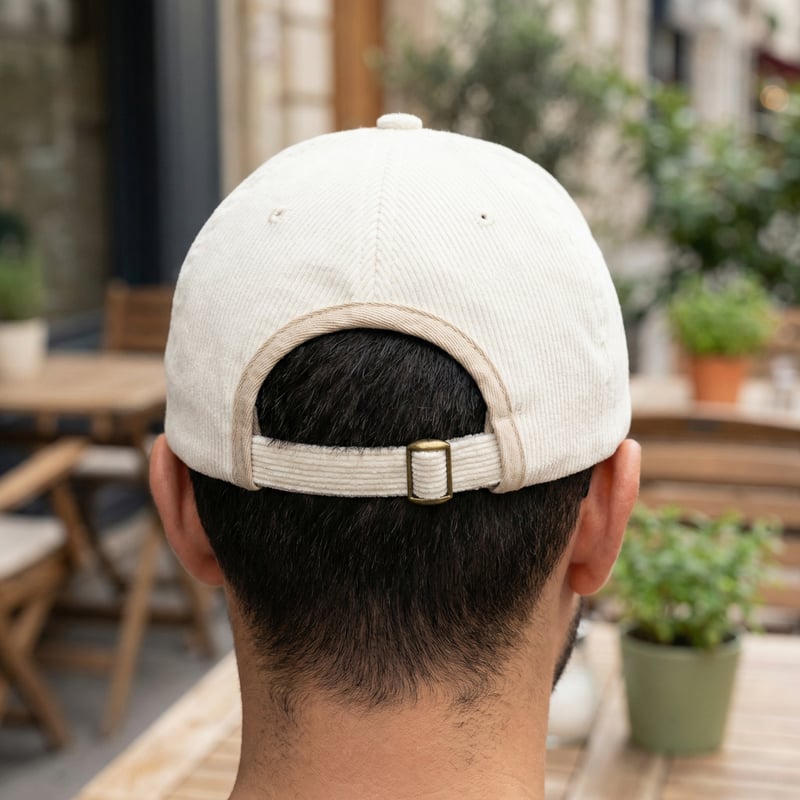 Vintage White Corduroy Baseball Cap