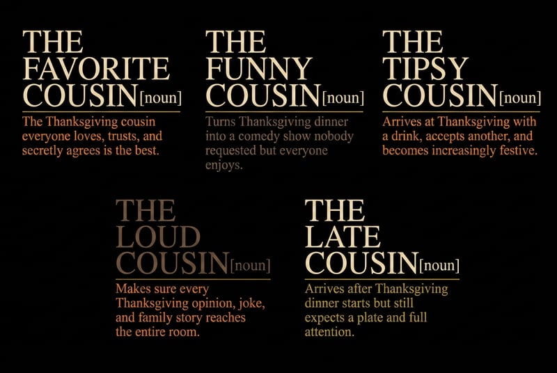 Adult Cousin Thanksgiving Typography Designs