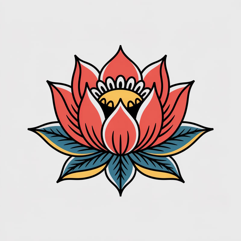 Traditional Lotus Flower Tattoo Art