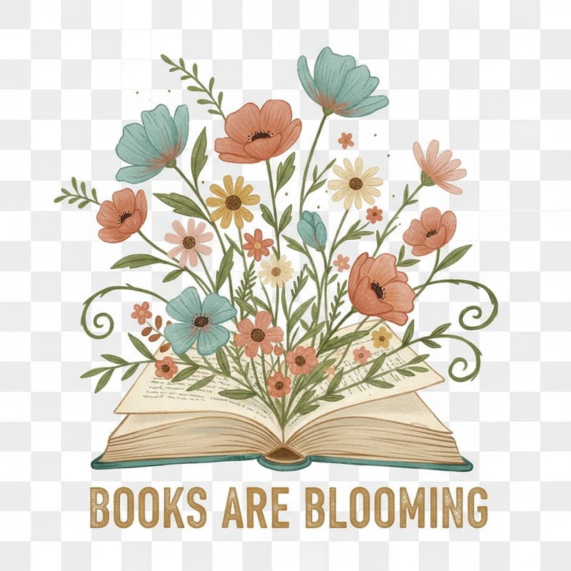 Vintage Book with Blooming Flowers Tee