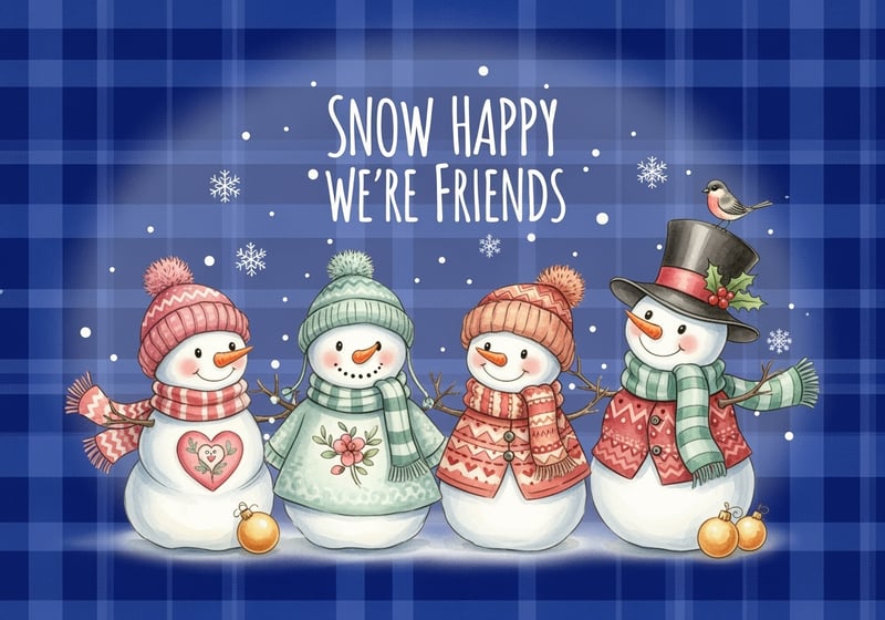 Whimsical Winter Snowmen Scene