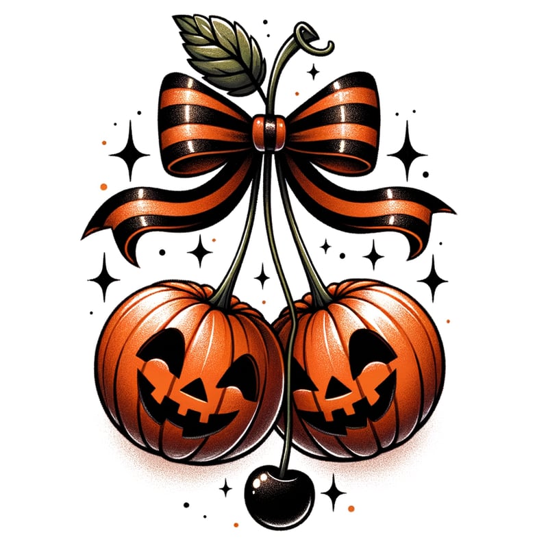Jack-o’-Lantern Cherry Halloween Illustration