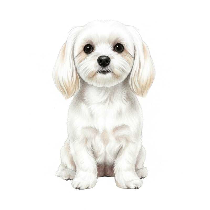 Realistic Maltese Colored Pencil Drawing