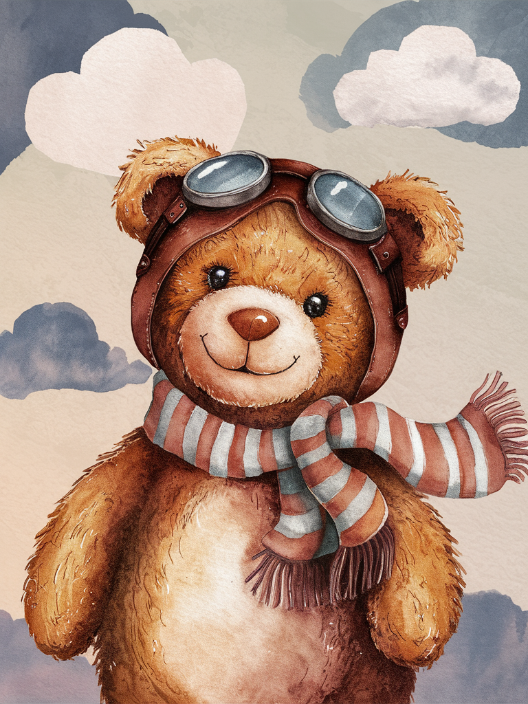 Watercolor Teddy Bear Illustration