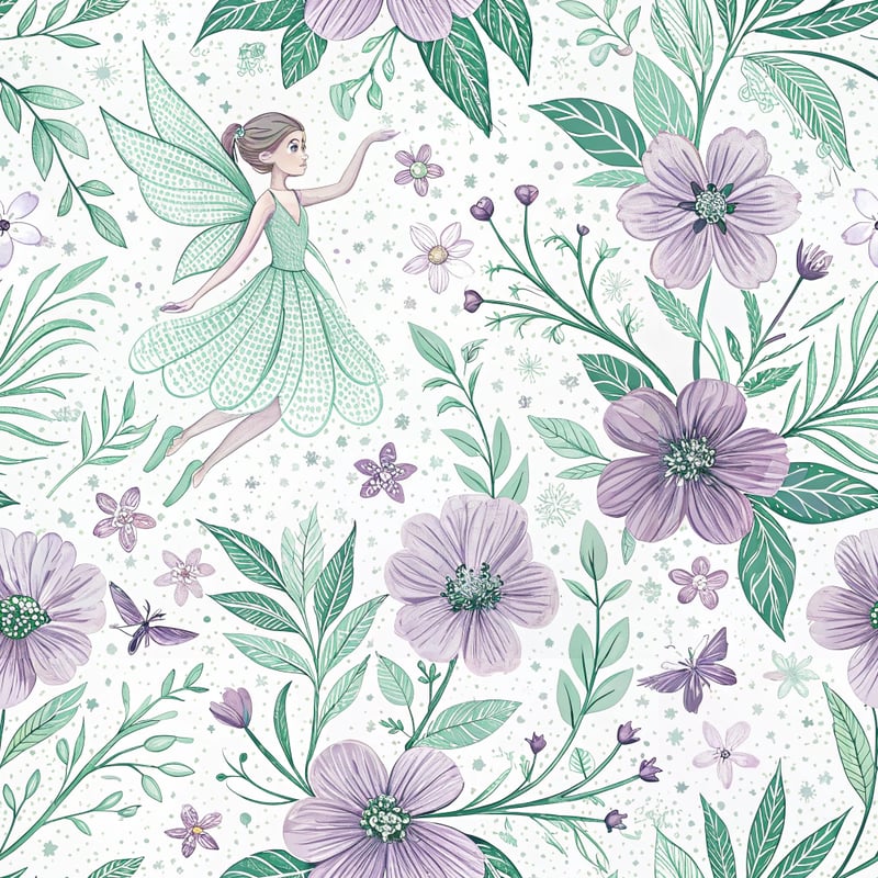 Pastel Lilac & Mint Floral Pattern