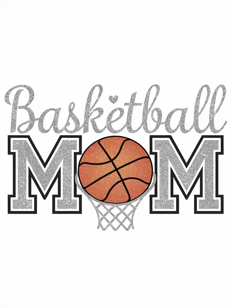 Basketball MOM Design with Glitter