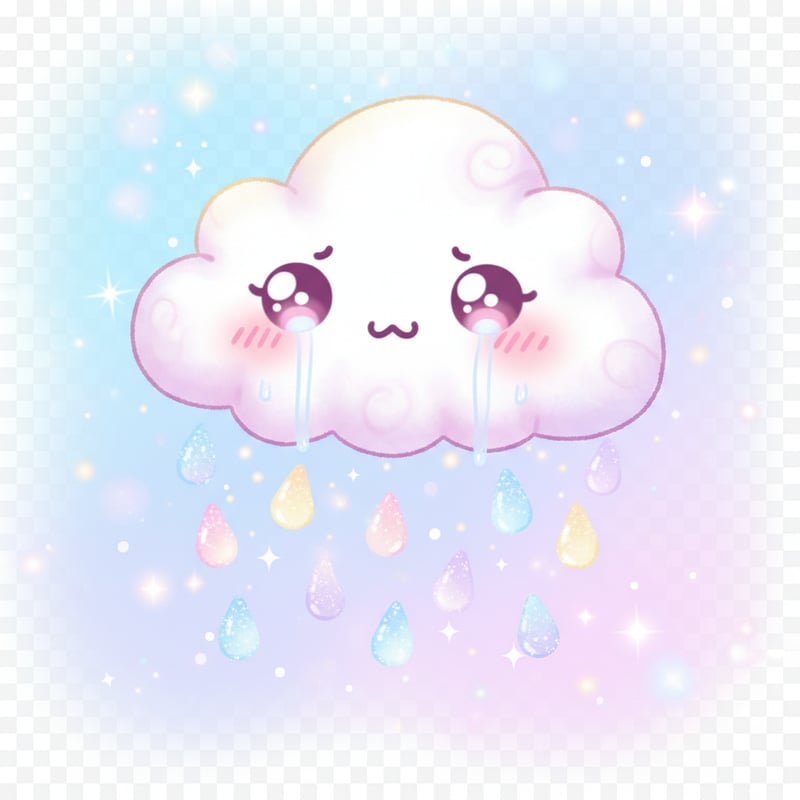 Cute Anime Cloud with Pastel Rain