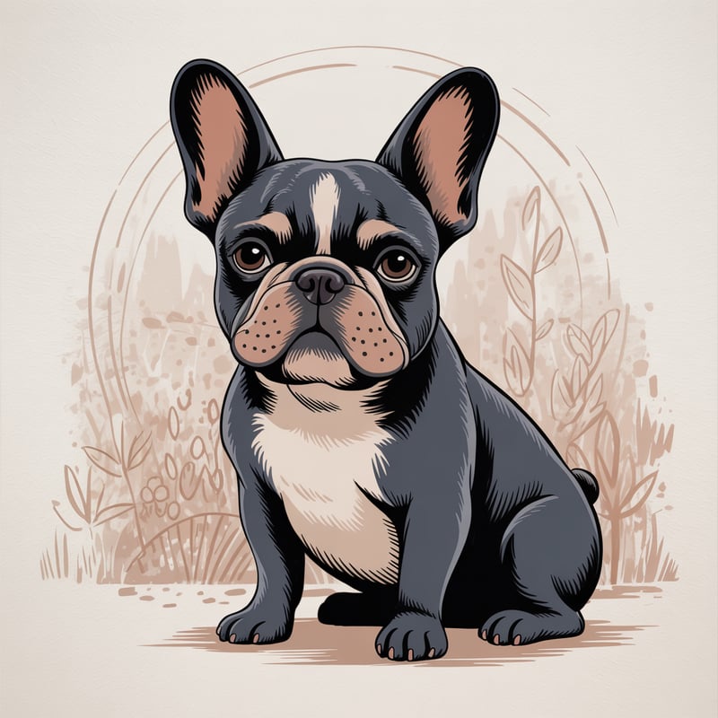 Bohemian Hand-Painted French Bulldog
