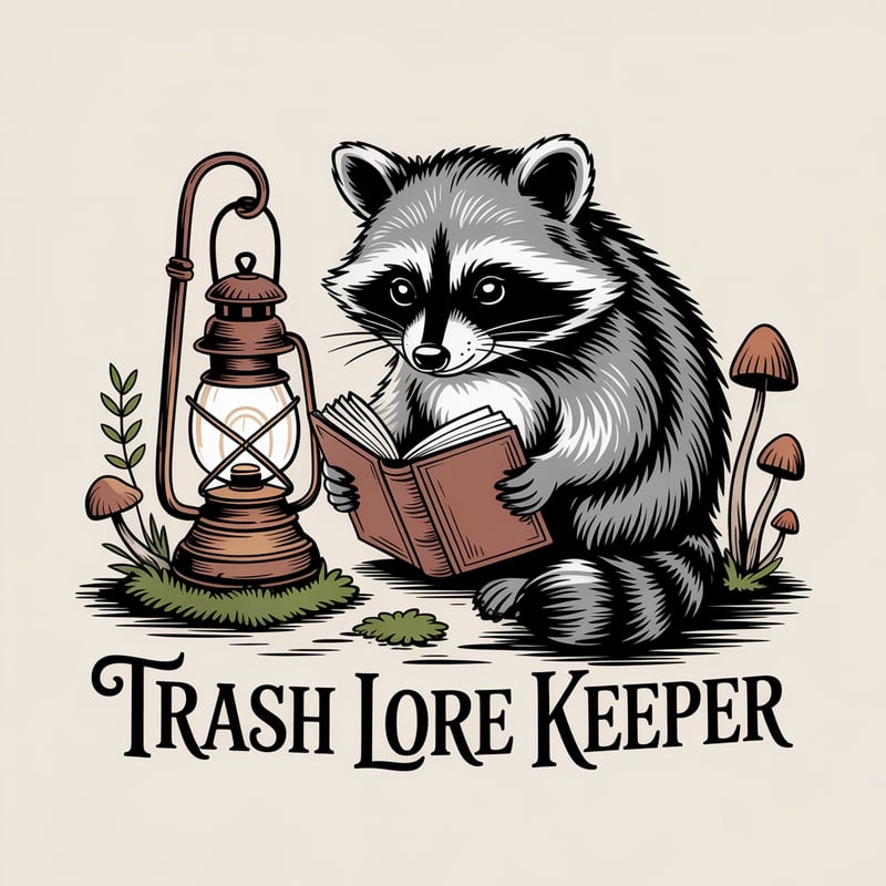 Raccoon Reading Etching Artwork