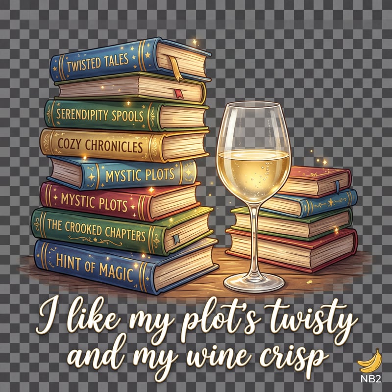 Whimsical Book Towers with Wine Glass