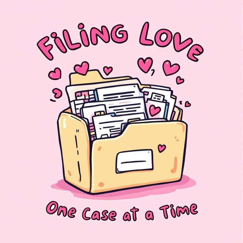 Kawaii Folder Illustration with Hearts