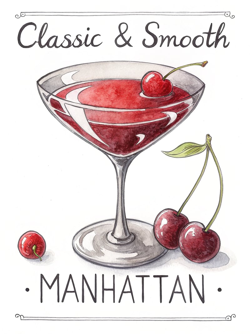 Hand-Drawn Watercolor Martini Glass