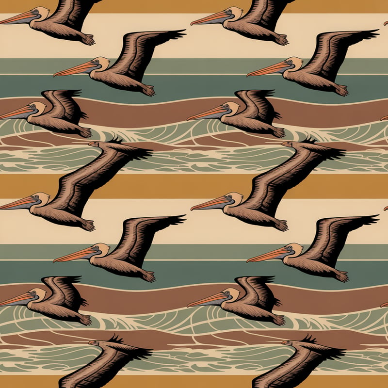1970s Retro Pelican Stripe Pattern