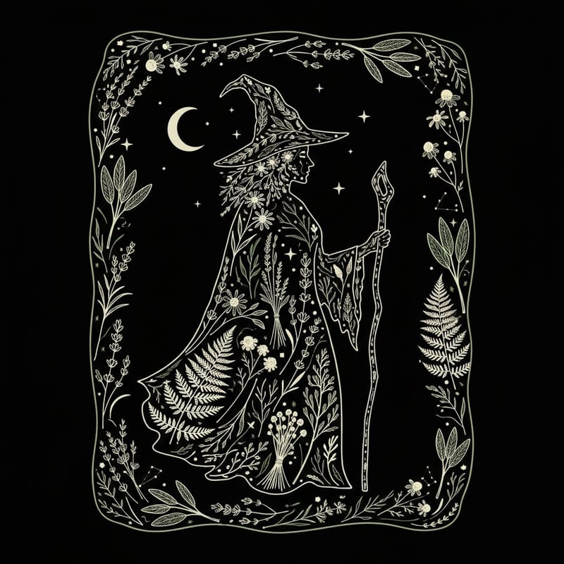Botanical Witch Herbarium T-Shirt Design