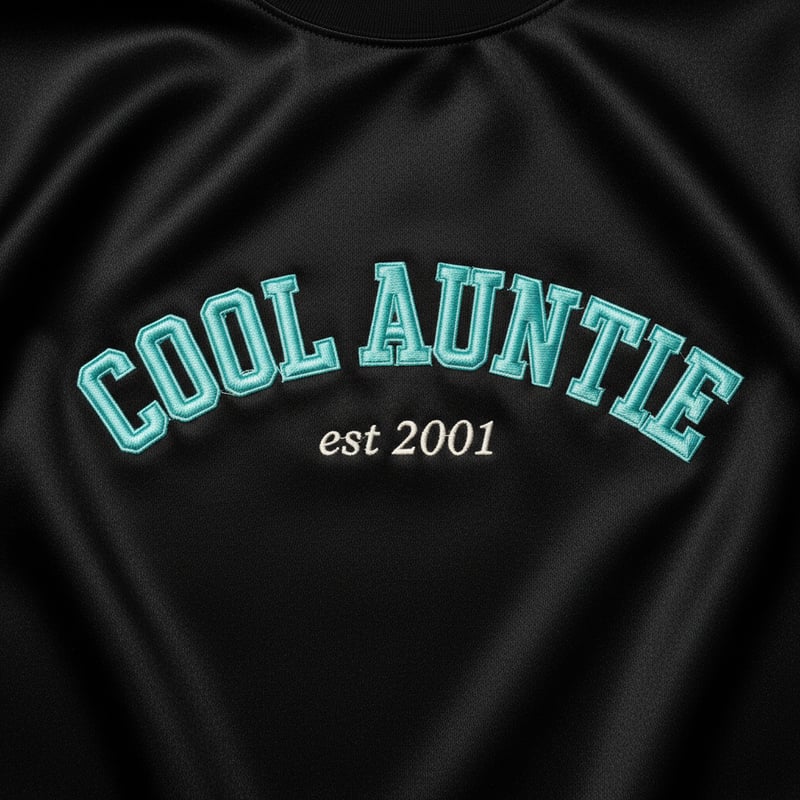 Cool Auntie Embroidered Fabric Design