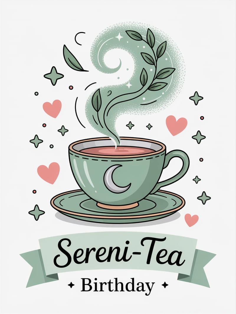 Kawaii Mint Teacup Illustration