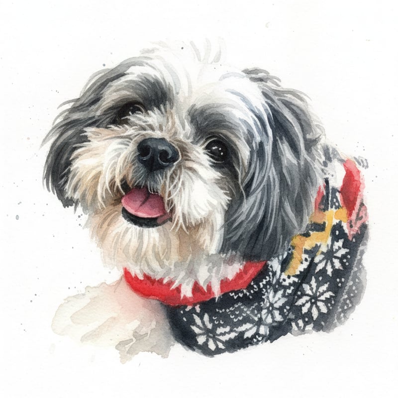Watercolor Pet Portrait with Dog and Cat
