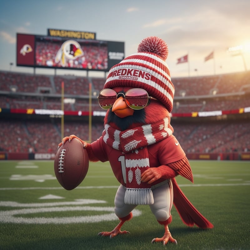 Redbird with Redskins Commanders Gear