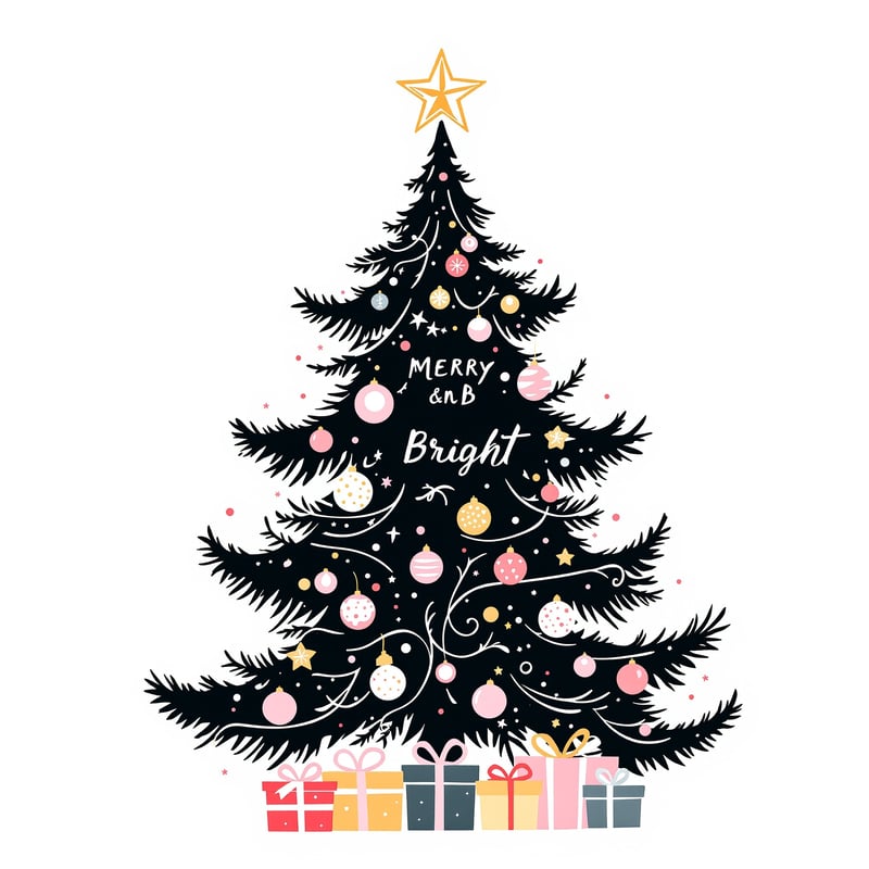 Minimalist Pink Christmas Tree Illustration