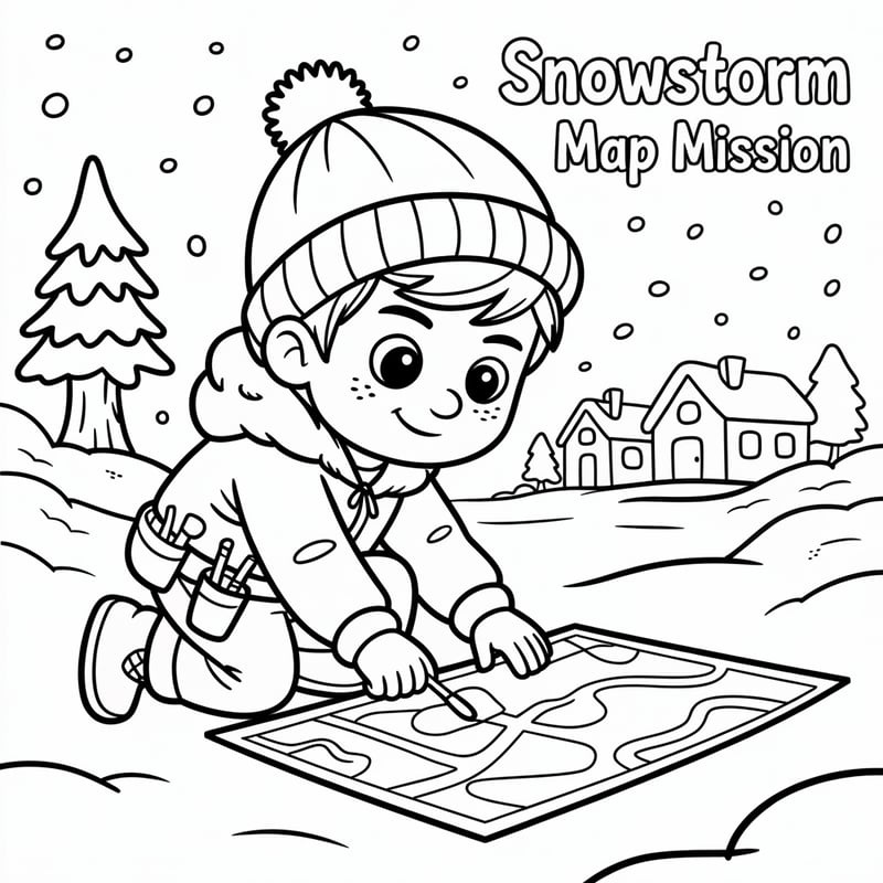 Snowstorm Map Mission Coloring Page