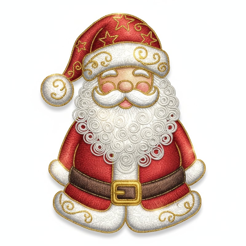 3D Santa Claus Embroidery Illustration