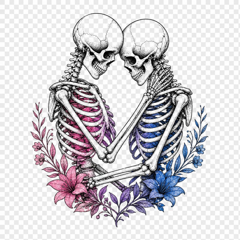 Bisexual Pride Skeletons PNG
