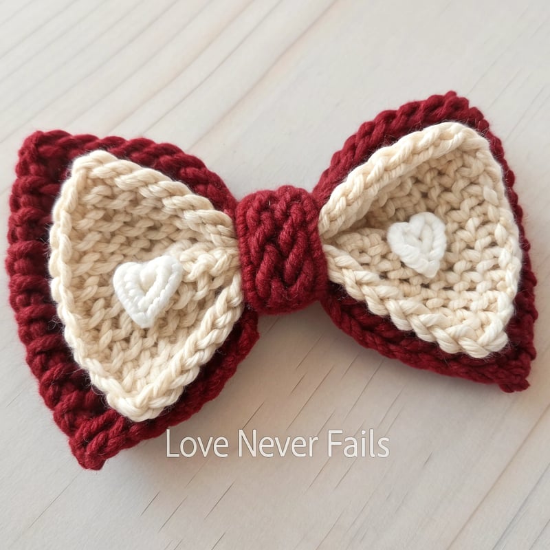 Handmade Crochet Valentine Bow